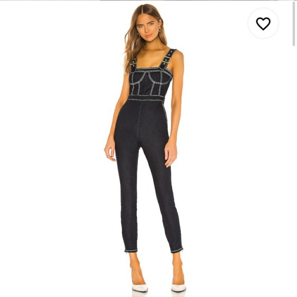 WeWoreWhat Corset Denim Overalls Jumpsuit